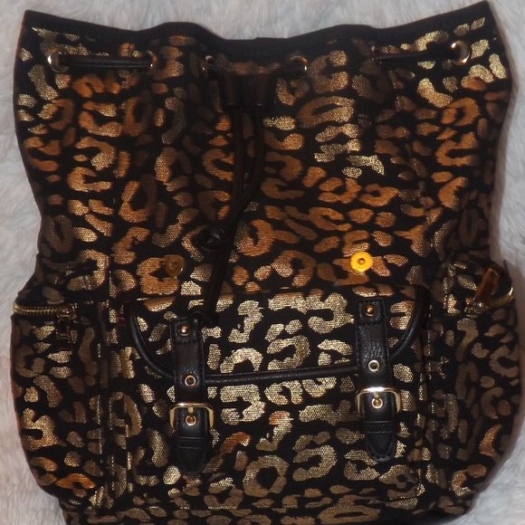 Juicy Couture Black Gold Backpack Purse Large